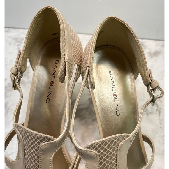 Bandolino Sandals Womens Size 7.5 M Open-Toe Heeled Faux Snake Skin Accent - Picture 10 of 13